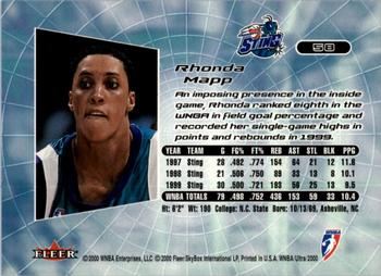 2000 Ultra WNBA #58 Rhonda Mapp Back