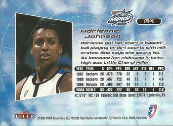 2000 Ultra WNBA #64 Adrienne Johnson Back