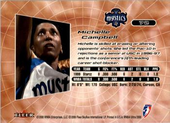 2000 Ultra WNBA #72 Michelle Campbell Back
