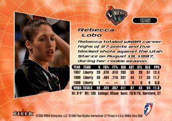 2000 Ultra WNBA #85 Rebecca Lobo Back