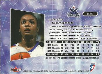 2000 Ultra WNBA #90 Linda Burgess Back