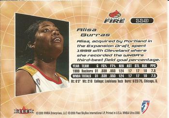 2000 Ultra WNBA #119 Alisa Burras Back
