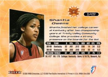 2000 Ultra WNBA #147 Shantia Owens Back