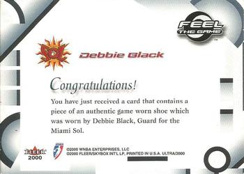 2000 Ultra WNBA - Feel The Game #NNO Debbie Black Back