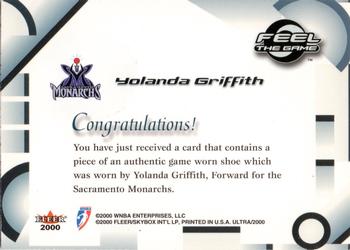 2000 Ultra WNBA - Feel The Game #NNO Yolanda Griffith Back