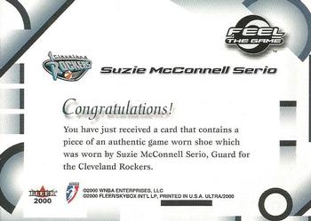 2000 Ultra WNBA - Feel The Game #NNO Suzie McConnell-Serio Back