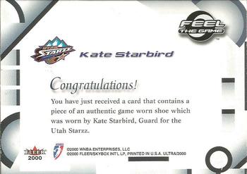 2000 Ultra WNBA - Feel The Game #NNO Kate Starbird Back