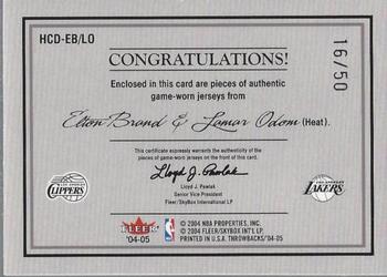2004-05 Fleer Throwbacks - Hardwood Classics Jerseys Dual #HCD-EB/LO Elton Brand / Lamar Odom Back