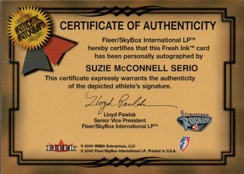 2000 Ultra WNBA - Fresh Ink #NNO Suzie McConnell-Serio Back