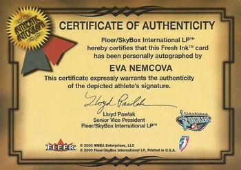 2000 Ultra WNBA - Fresh Ink #NNO Eva Nemcova Back