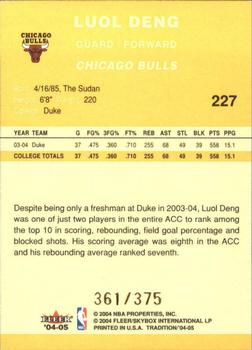 2004-05 Fleer Tradition - Draft Day Rookies #227 Luol Deng Back