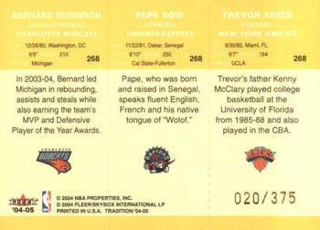 2004-05 Fleer Tradition - Draft Day Rookies #268 Bernard Robinson / Pape Sow / Trevor Ariza Back