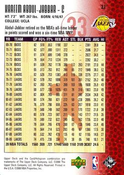 1999-00 Upper Deck Legends #21 Kareem Abdul-Jabbar Back