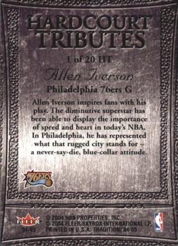 2004-05 Fleer Tradition - Hardcourt Tributes #1 HT Allen Iverson Back
