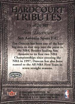 2004-05 Fleer Tradition - Hardcourt Tributes #15 HT Tim Duncan Back