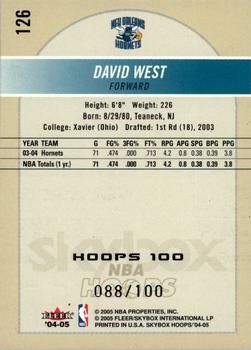 2004-05 Hoops - 100 #126 David West Back
