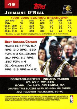 2000-01 Bowman's Best #49 Jermaine O'Neal Back
