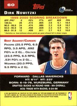 2000-01 Bowman's Best #60 Dirk Nowitzki Back