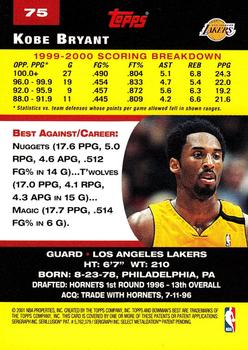 2000-01 Bowman's Best #75 Kobe Bryant Back