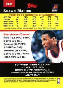 2000-01 Bowman's Best #82 Shawn Marion Back