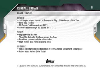 2021-22 Bowman Next #11 Kendall Brown Back