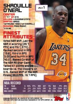 2000-01 Finest #1 Shaquille O'Neal Back