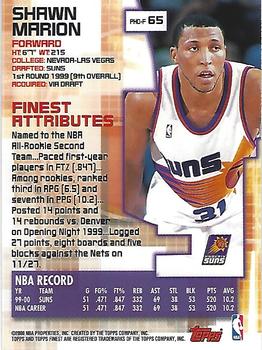 2000-01 Finest #65 Shawn Marion Back
