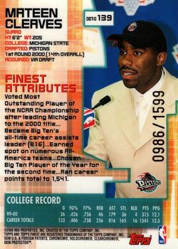 2000-01 Finest #139 Mateen Cleaves Back
