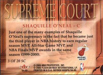 2004-05 Hoops - Supreme Court #3 SC Shaquille O'Neal Back