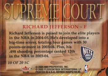 2004-05 Hoops - Supreme Court #10 SC Richard Jefferson Back