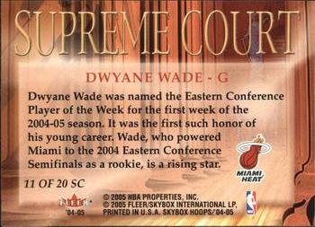 2004-05 Hoops - Supreme Court #11 SC Dwyane Wade Back