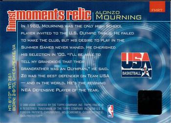 2000-01 Finest - Moments Relics #FMR7 Alonzo Mourning Back