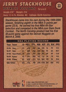 2000-01 Fleer Tradition #33 Jerry Stackhouse Back