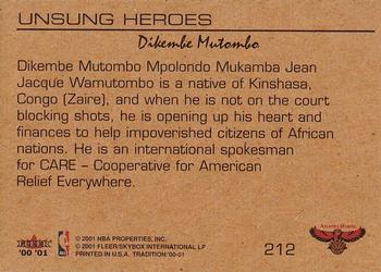 2000-01 Fleer Tradition #212 Dikembe Mutombo Back