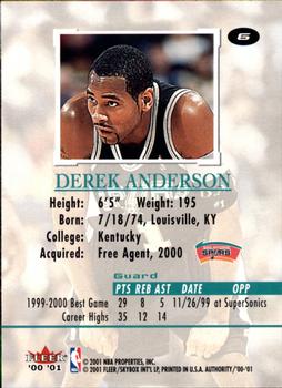 2000-01 Fleer Authority #6 Derek Anderson Back