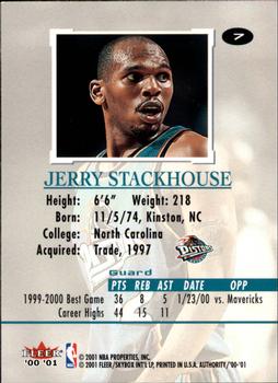 2000-01 Fleer Authority #7 Jerry Stackhouse Back