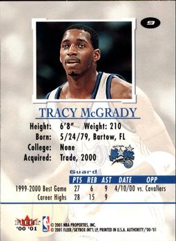 2000-01 Fleer Authority #9 Tracy McGrady Back