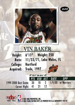 2000-01 Fleer Authority #10 Vin Baker Back