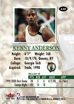 2000-01 Fleer Authority #16 Kenny Anderson Back
