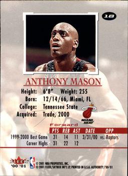 2000-01 Fleer Authority #18 Anthony Mason Back