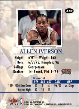 2000-01 Fleer Authority #19 Allen Iverson Back