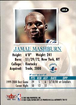2000-01 Fleer Authority #31 Jamal Mashburn Back