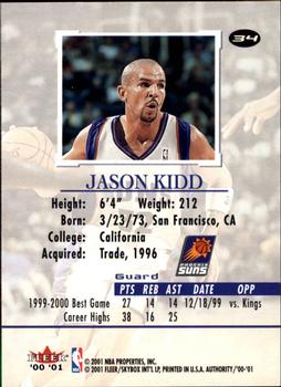 2000-01 Fleer Authority #34 Jason Kidd Back