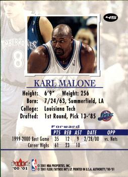 2000-01 Fleer Authority #45 Karl Malone Back