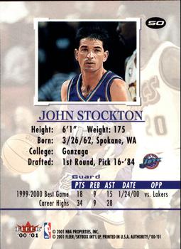 2000-01 Fleer Authority #50 John Stockton Back