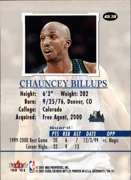 2000-01 Fleer Authority #63 Chauncey Billups Back