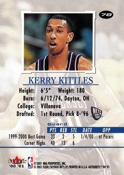 2000-01 Fleer Authority #78 Kerry Kittles Back