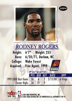 2000-01 Fleer Authority #104 Rodney Rogers Back