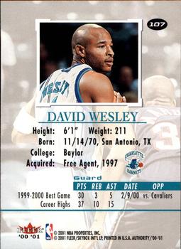 2000-01 Fleer Authority #107 David Wesley Back
