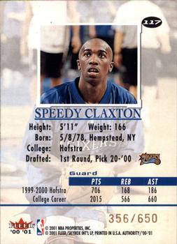 2000-01 Fleer Authority #117 Speedy Claxton Back